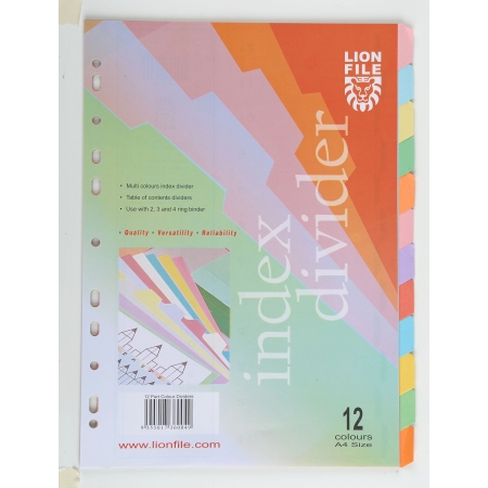 LION PAPER INDEX 12 CLRS TAB